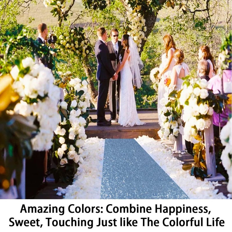 ShinyBeauty Baby Blue Sequin Aisle Runner 4x15 Feet - Sparkling Wedding Aisle Carpet for Indoor Ceremonies, Bridal Showers, Receptions - Image 3